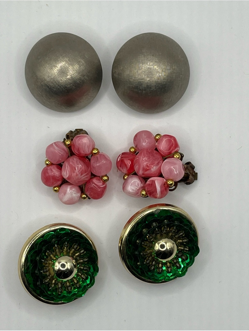 Pink Cluster Bead Clip-On Earrings - Unbranded lot 3 pair